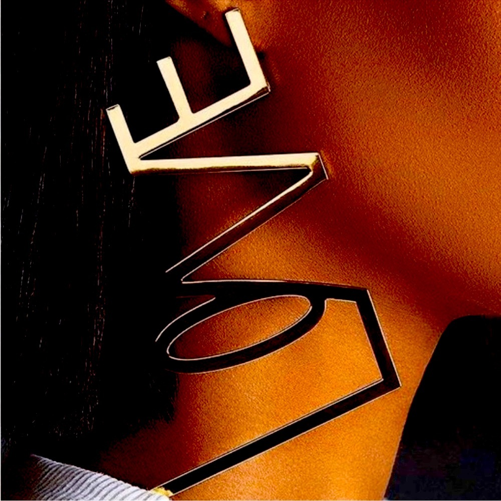 LOVE Post back earrings. Acrylic Mirror Gold. NWT.